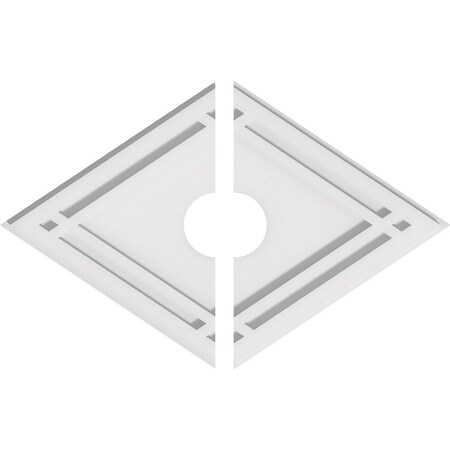 Ekena Millwork Diamond Architectural Grade PVC Ceiling Medallion, 20"W x 13 3/8"H x 3"ID x 7"C x 1"P, Two-Piece CMP20X13DD2-03000